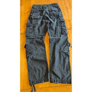 Matchstick Mens Cargo Pants Black Workwear Tactical Multi Pocket Size 29x28